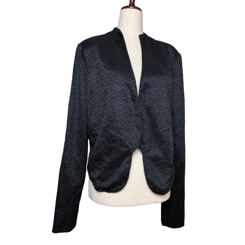 Mossimo Black Textured Cropped Open Front Blazer Jacket Womens XL NWT